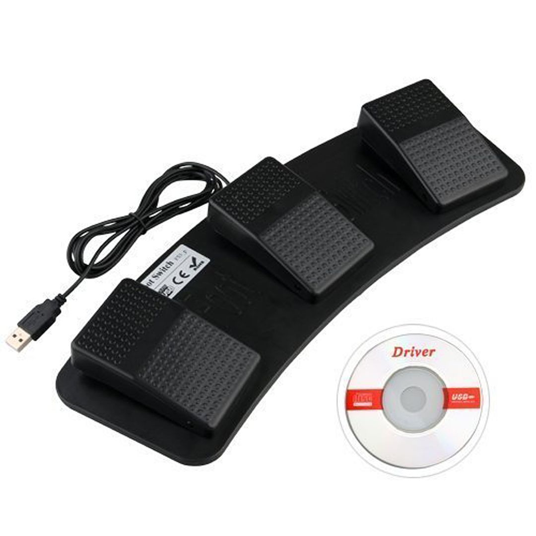 USB Triple Action Foot Switch Pedal Control Keyboard Mouse